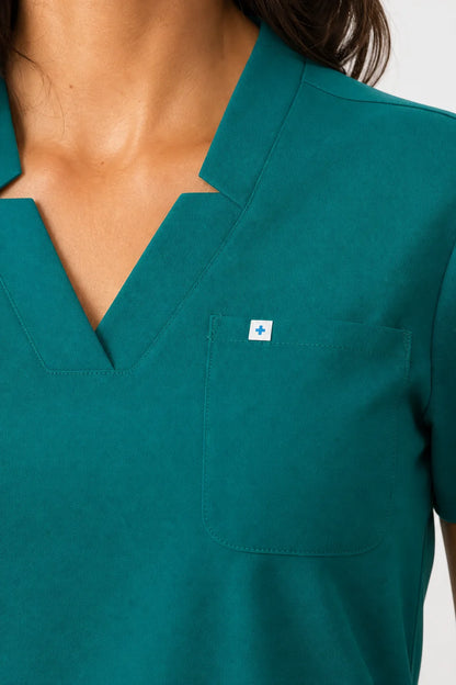 Green Eipnare Women's Notch Neck Cargo Jogger Scrub Set - Stretch Medical Scrubs for Women
