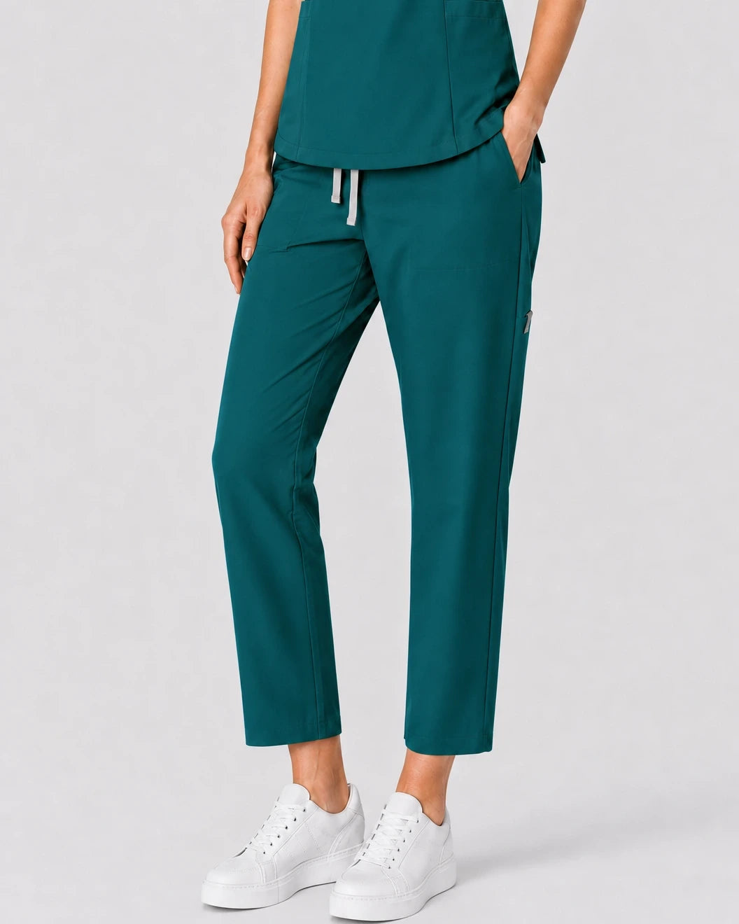 Green Eipnare Women's V-Neck Split 9-Pocket Slim Fit Scrub Set - Stretch Medical Scrubs for Women