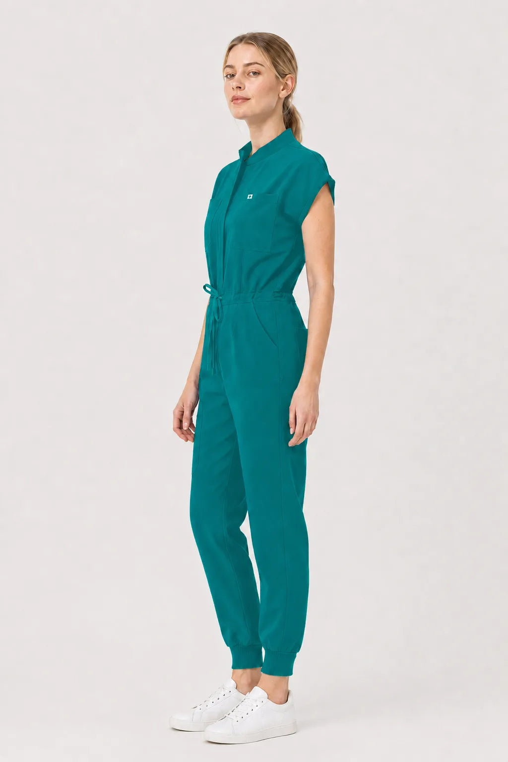 Green Eipnare Women's Zip-Front Sleeveless Scrub Jumpsuit - Stretch Medical Scrubs for Women