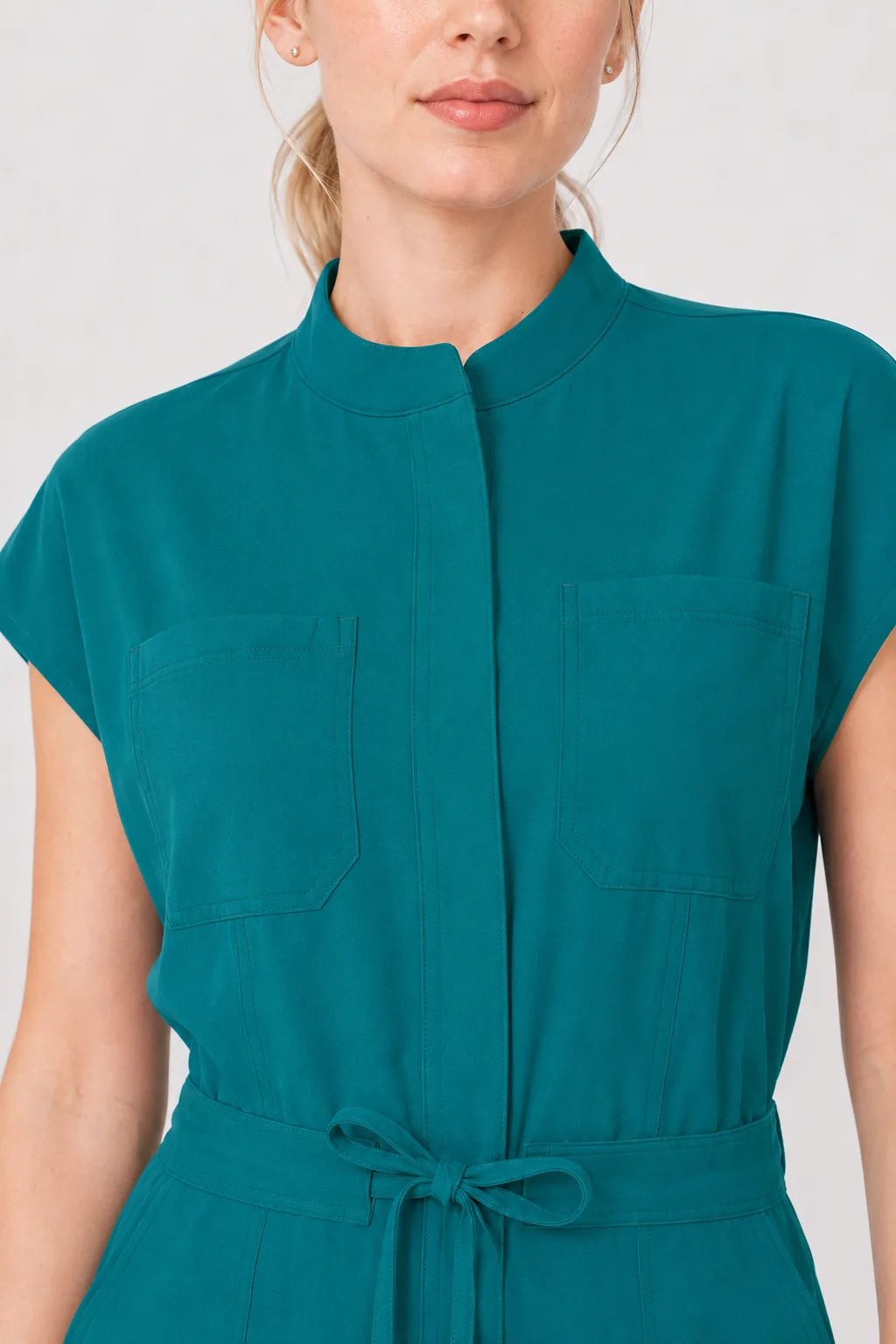 Green Eipnare Women's Zip-Front Sleeveless Scrub Jumpsuit - Stretch Medical Scrubs for Women