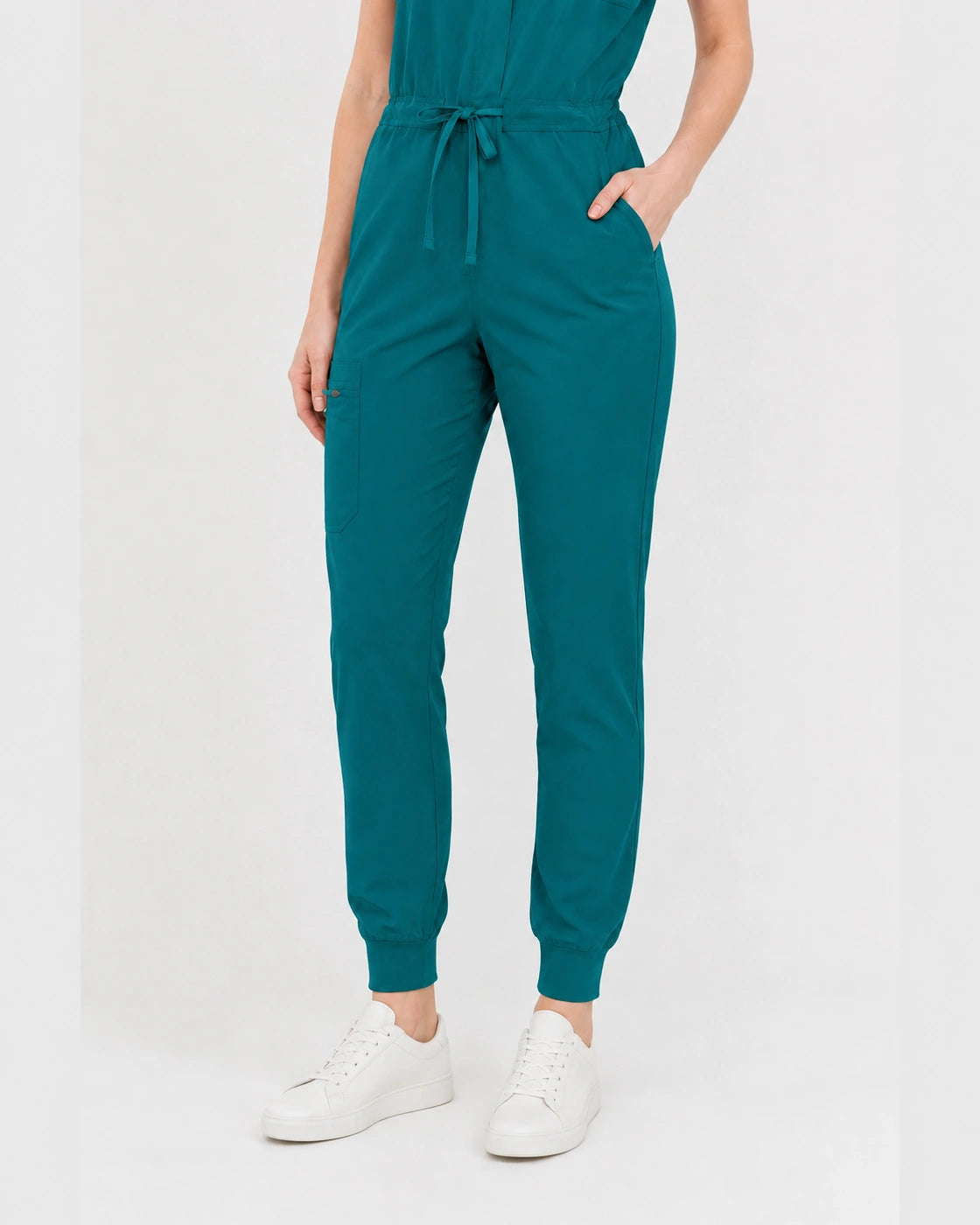 Green Eipnare Women's Zip-Front Sleeveless Scrub Jumpsuit - Stretch Medical Scrubs for Women