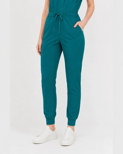 Green Eipnare Women's Zip-Front Sleeveless Scrub Jumpsuit - Stretch Medical Scrubs for Women