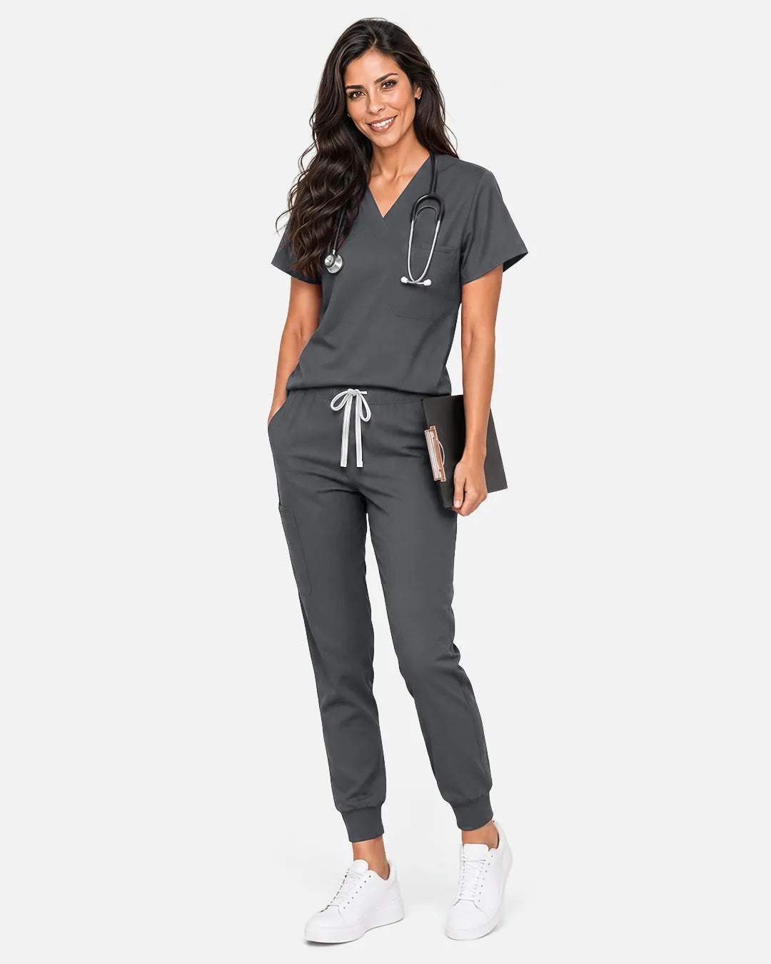 Heather grey Eipnare Women's Classic Jogger Scrub Pants - Stretch Medical Scrubs for Women