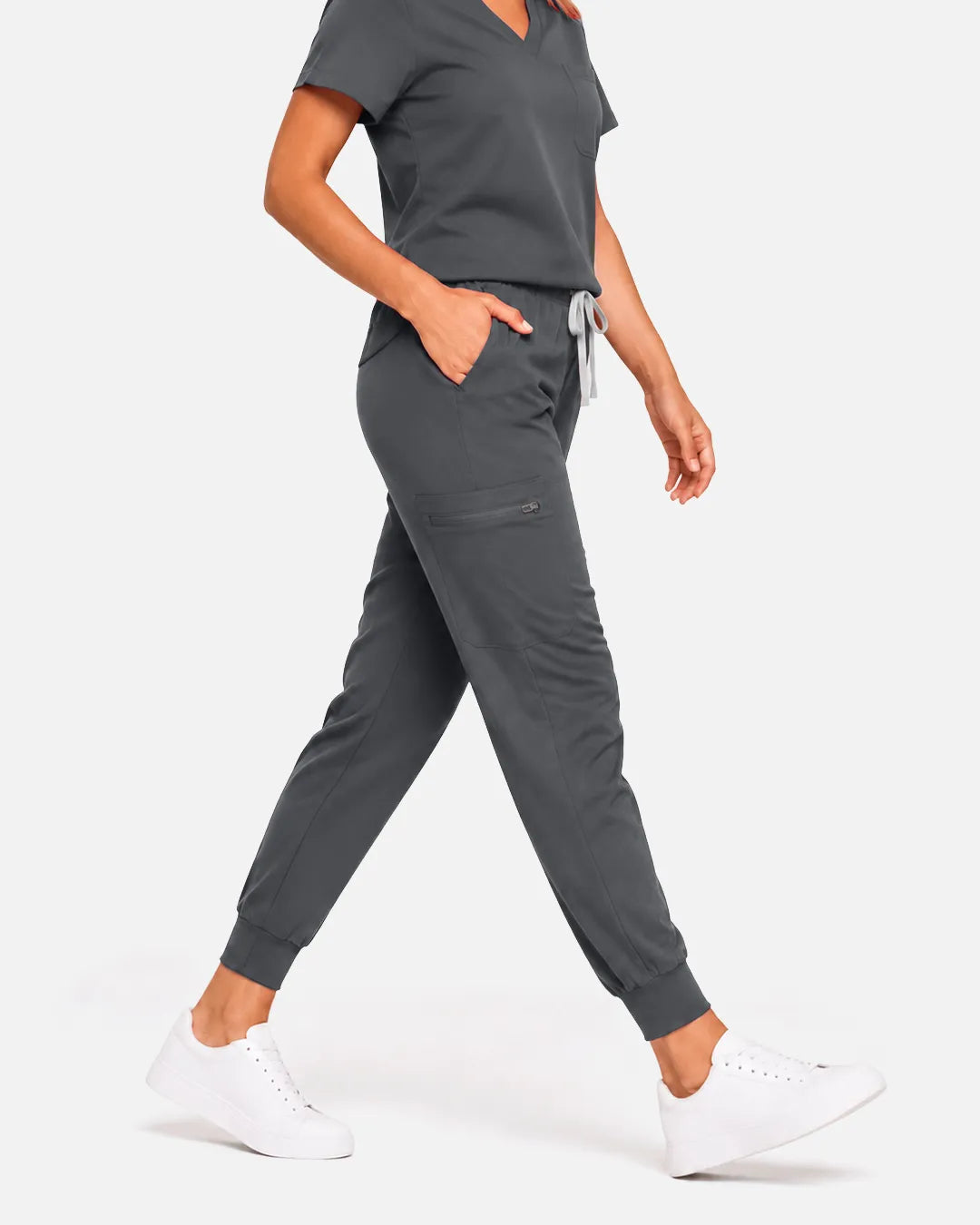Heather grey Eipnare Women's Classic Jogger Scrub Pants - Stretch Medical Scrubs for Women