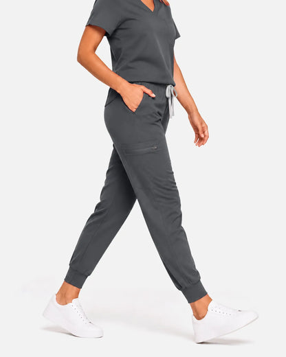 Heather grey Eipnare Women's Classic Jogger Scrub Pants - Stretch Medical Scrubs for Women