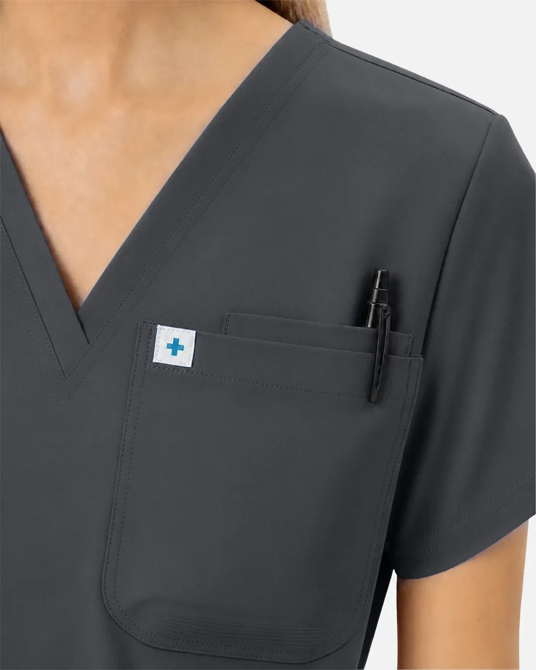 Heather grey Eipnare Women's Classic V-Neck Scrub Top - Stretch Medical Scrubs for Women