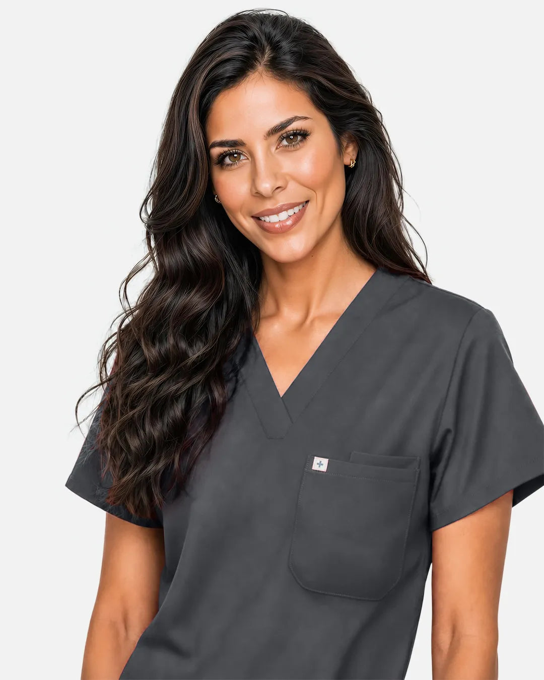 Heather grey Eipnare Women's Classic V-Neck Scrub Top - Stretch Medical Scrubs for Women