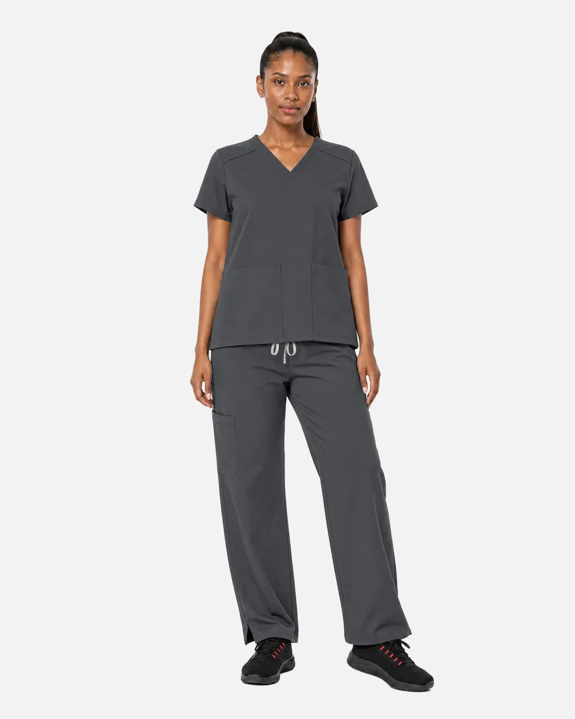 Heather grey Eipnare Women's Woven Straight-Leg Scrub Pants - Stretch Medical Scrubs for Women