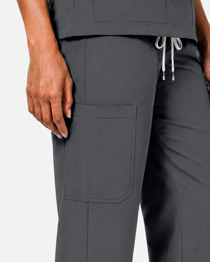 Heather grey Eipnare Women's Woven Straight-Leg Scrub Pants - Stretch Medical Scrubs for Women