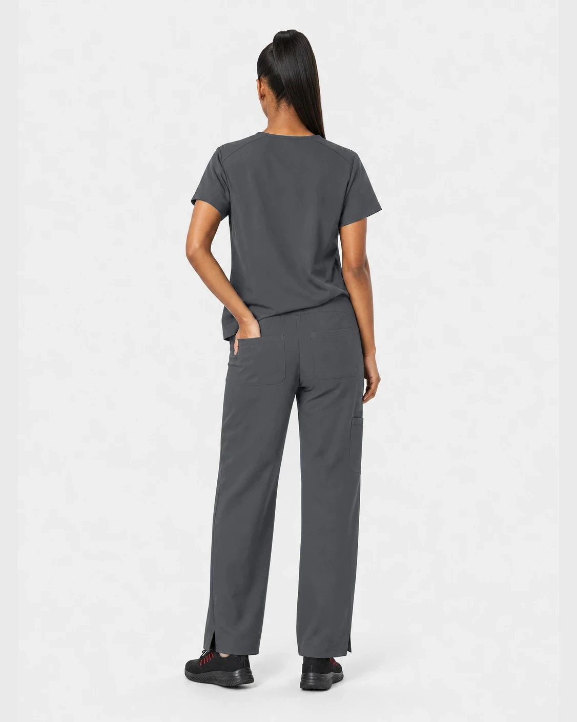 Heather Grey Eipnare Women's 15-Pocket V-Neck Jogger Scrub Set - Stretch Medical Scrubs for Women