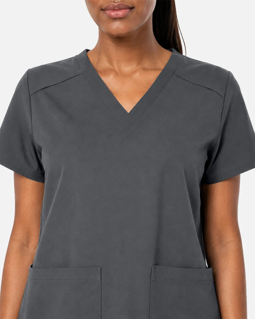 Heather grey Eipnare Women's Woven V-Neck Scrub Top - Stretch Medical Scrubs for Women