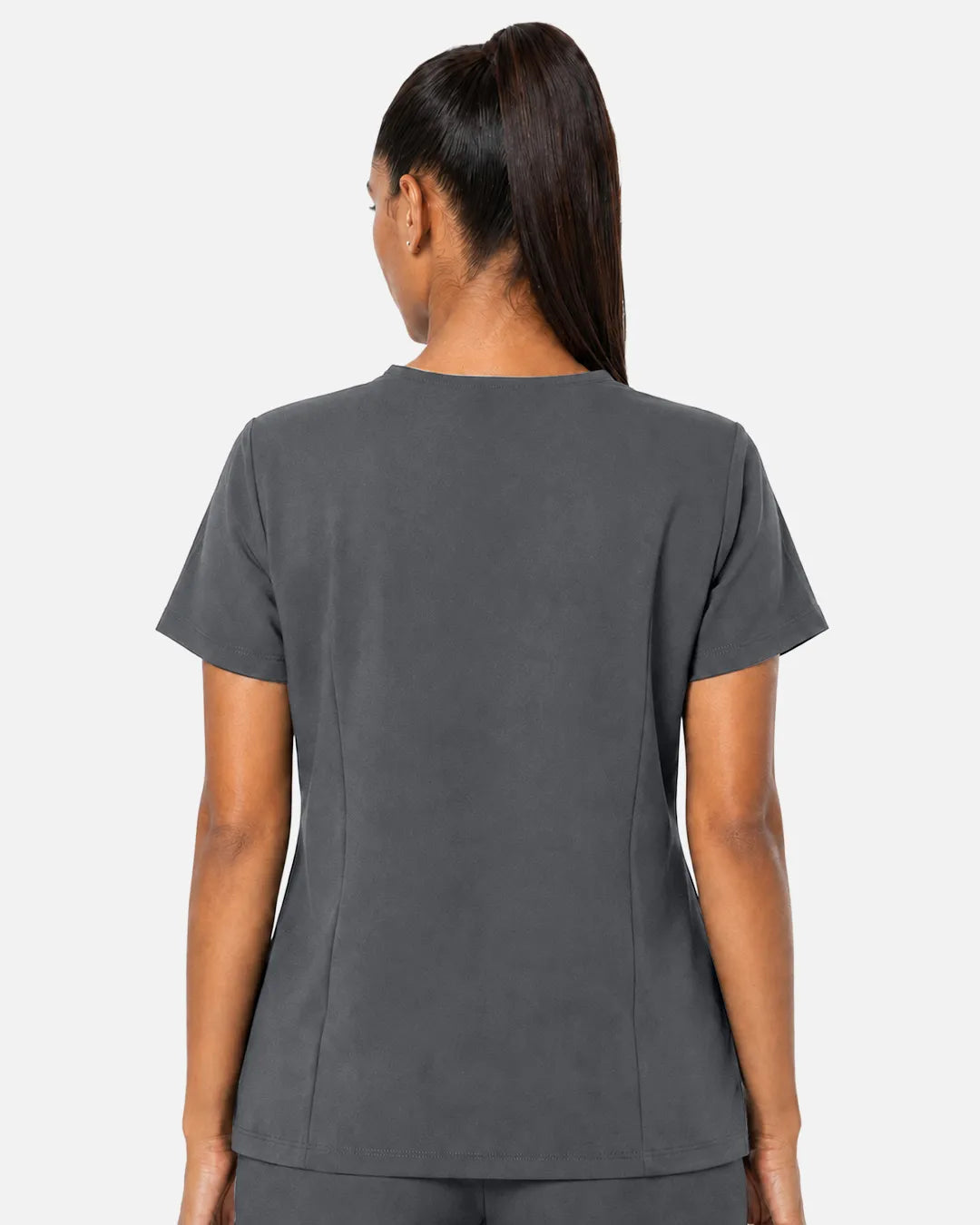 Heather grey Eipnare Women's Woven V-Neck Scrub Top - Stretch Medical Scrubs for Women