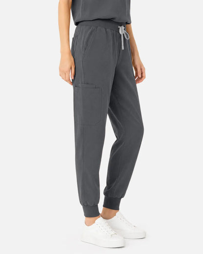 Heather grey Eipnare Women's Tapered Jogger Scrub Pants - Stretch Medical Scrubs for Women