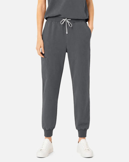 Heather grey Eipnare Women's Tapered Jogger Scrub Pants - Stretch Medical Scrubs for Women