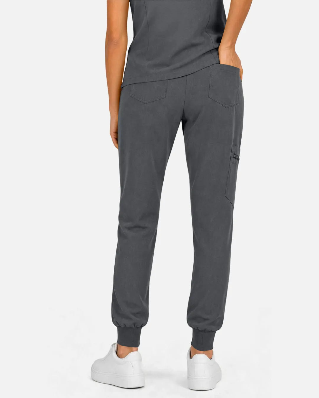 Heather grey Eipnare Women's Multi-Pocket Jogger Scrub Pants - Stretch Medical Scrubs for Women