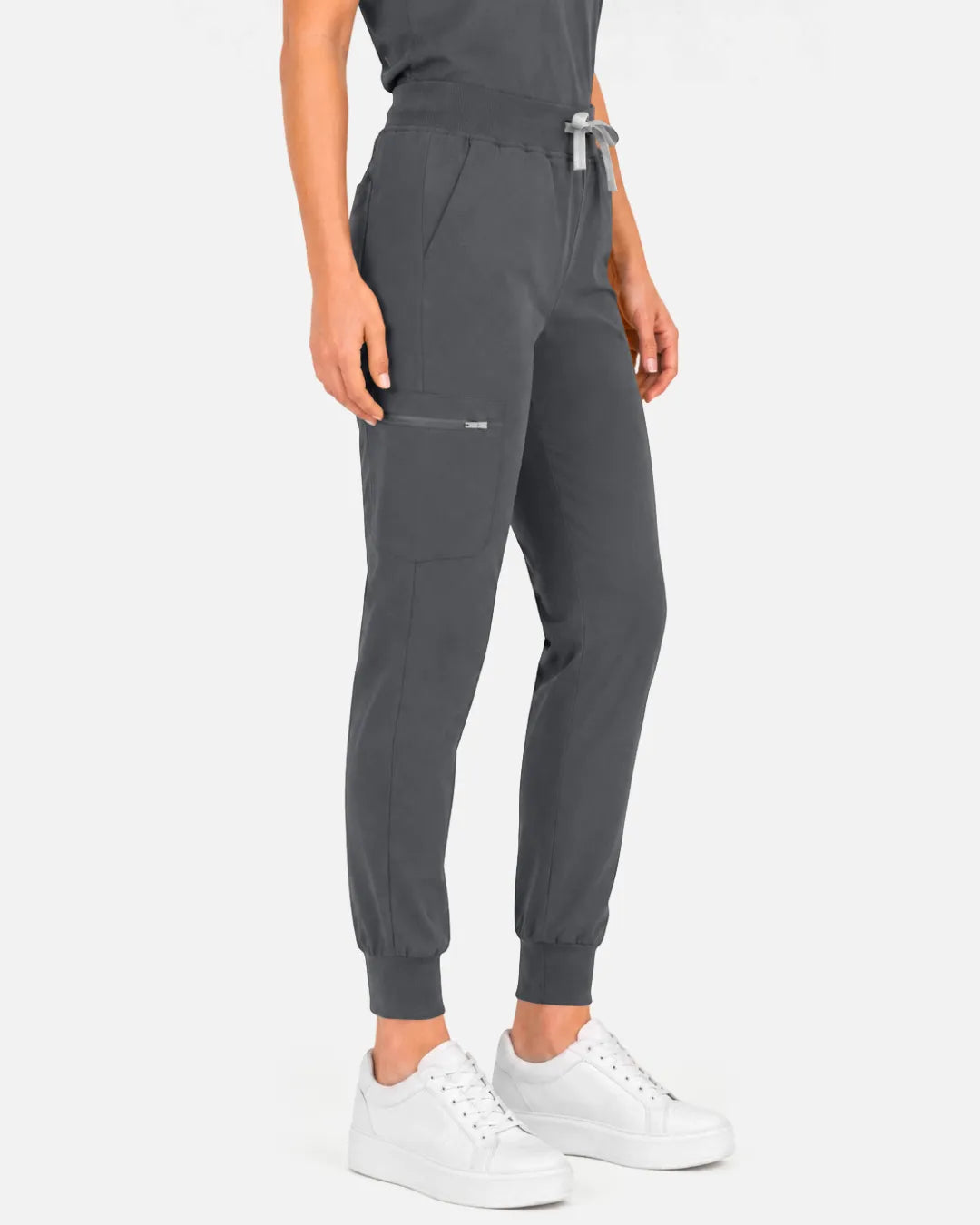 Heather grey Eipnare Women's Multi-Pocket Jogger Scrub Pants - Stretch Medical Scrubs for Women