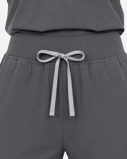 Heather grey Eipnare Women's Multi-Pocket Jogger Scrub Pants - Stretch Medical Scrubs for Women