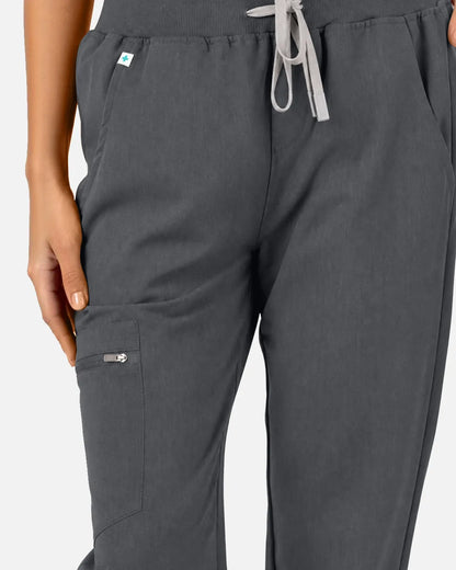 Heather grey Eipnare Women's Multi-Pocket Jogger Scrub Pants - Stretch Medical Scrubs for Women