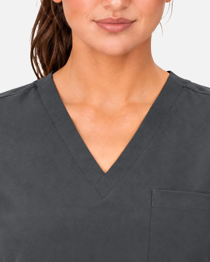 Heather grey Eipnare Women's 3-Pocket V-Neck Scrub Top - Stretch Medical Scrubs for Women