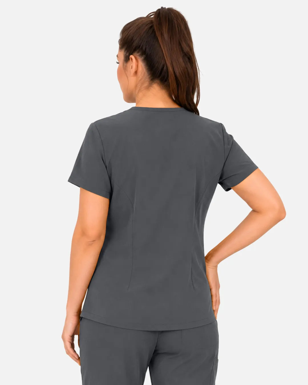 Heather grey Eipnare Women's 3-Pocket V-Neck Scrub Top - Stretch Medical Scrubs for Women