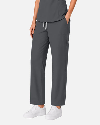 Heather grey Eipnare Women's Slim Fit Tapered Cargo Scrub Pants - Stretch Medical Scrubs for Women
