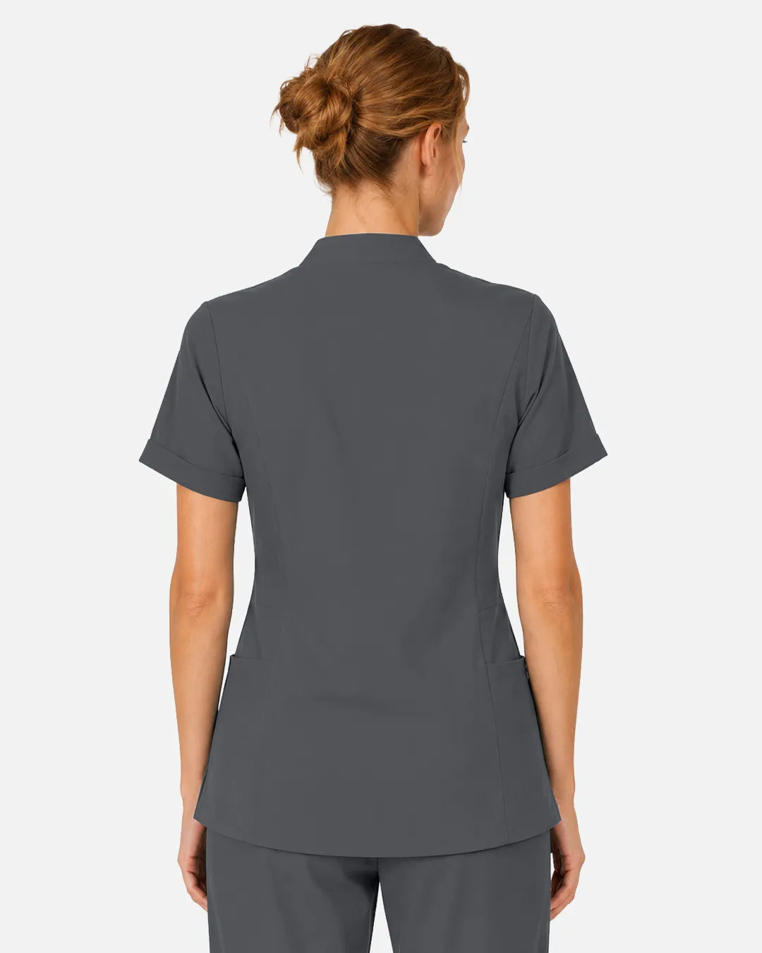 Heather grey Eipnare Women's Split V-Neck Scrub Top - Stretch Medical Scrubs for Women