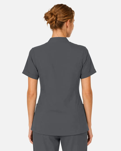 Heather grey Eipnare Women's Split V-Neck Scrub Top - Stretch Medical Scrubs for Women