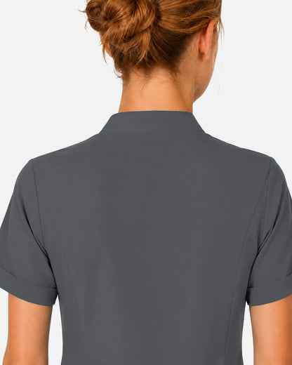 Heather grey Eipnare Women's Split V-Neck Scrub Top - Stretch Medical Scrubs for Women