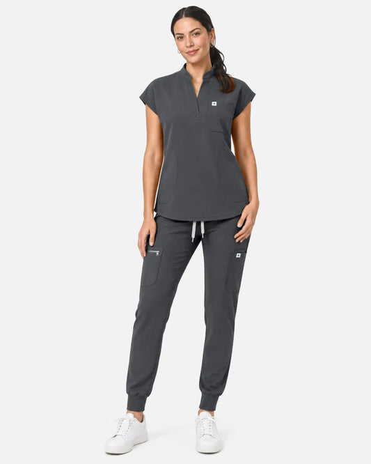 Heather grey Eipnare Women's Soft Stretch Jogger Scrub Pants - Stretch Medical Scrubs for Women