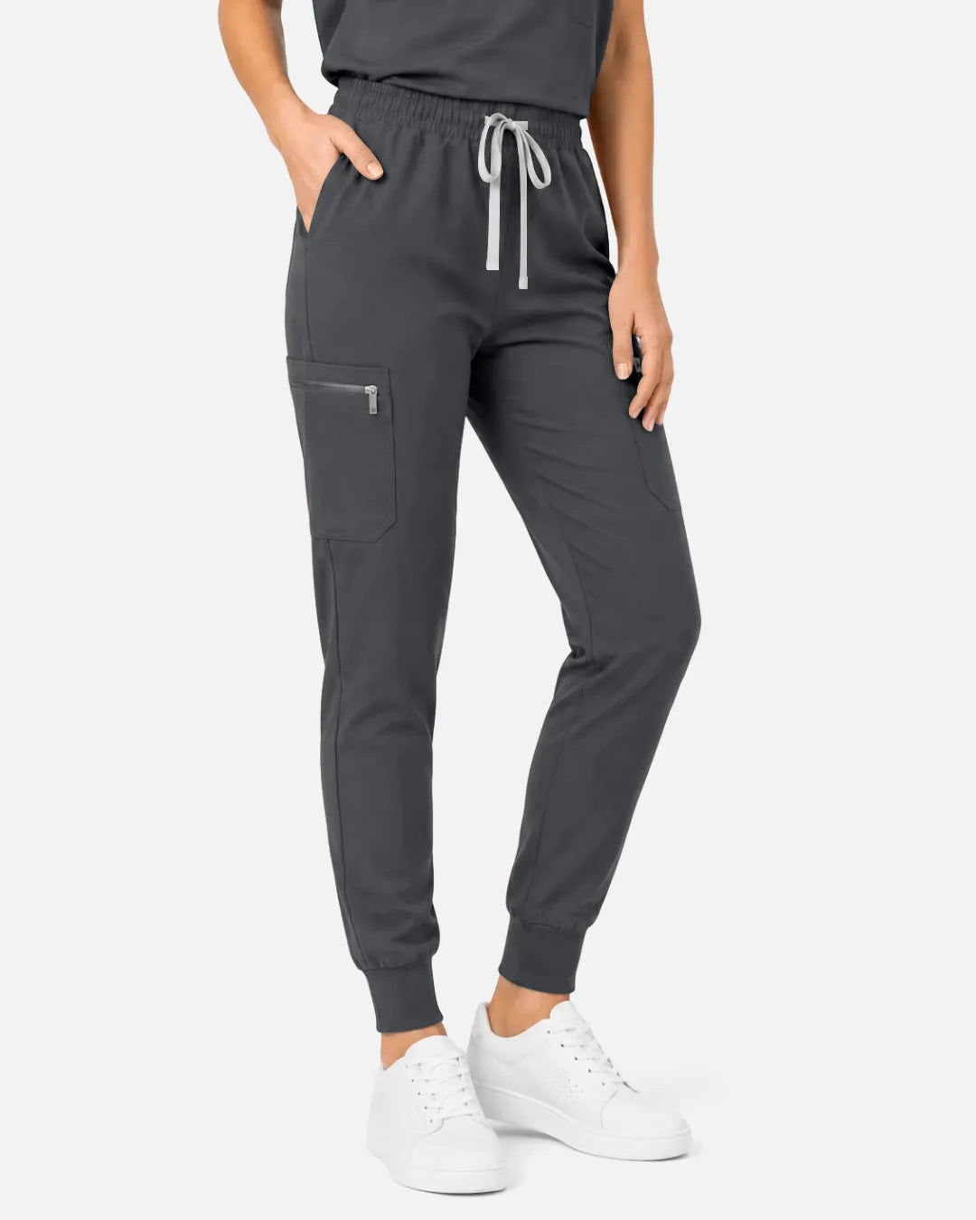 Heather grey Eipnare Women's Cargo Jogger Scrub Pants - Stretch Medical Scrubs for Women