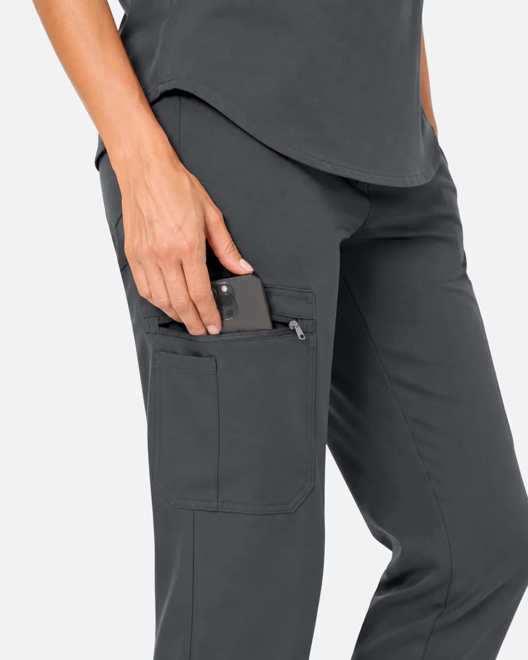 Heather grey Eipnare Women's Cargo Jogger Scrub Pants - Stretch Medical Scrubs for Women