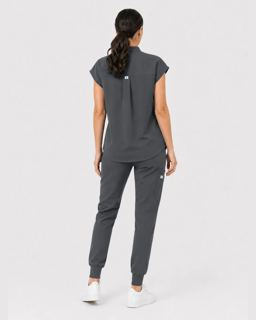 Heather Grey Eipnare Women's Henley Sleeveless Jogger Scrub Set - Stretch Medical Scrubs for Women