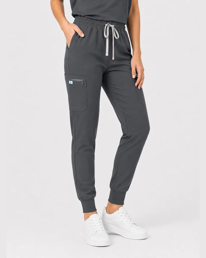 Heather Grey Eipnare Women's Henley Sleeveless Jogger Scrub Set - Stretch Medical Scrubs for Women
