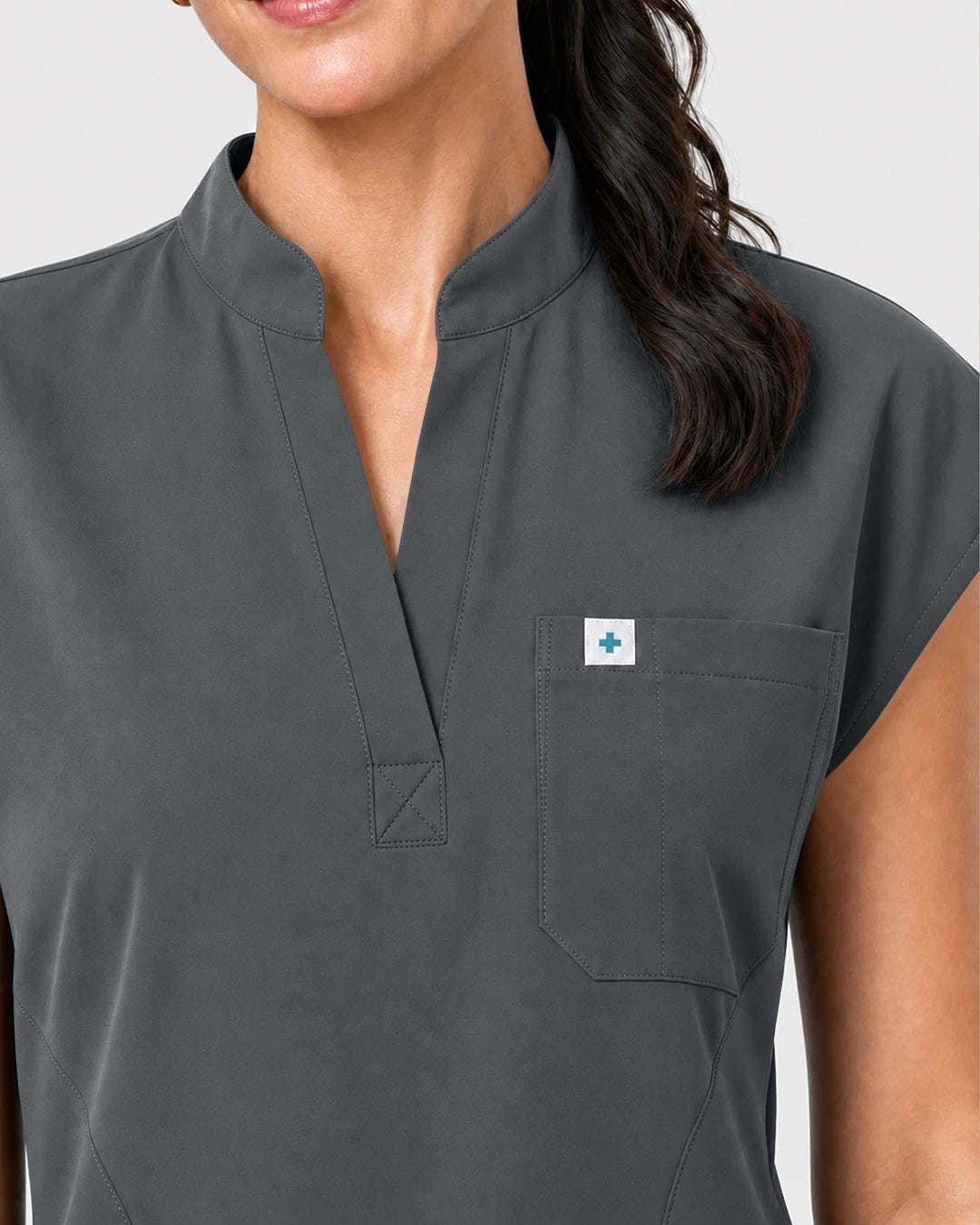 Heather Grey Eipnare Women's Henley Sleeveless Jogger Scrub Set - Stretch Medical Scrubs for Women