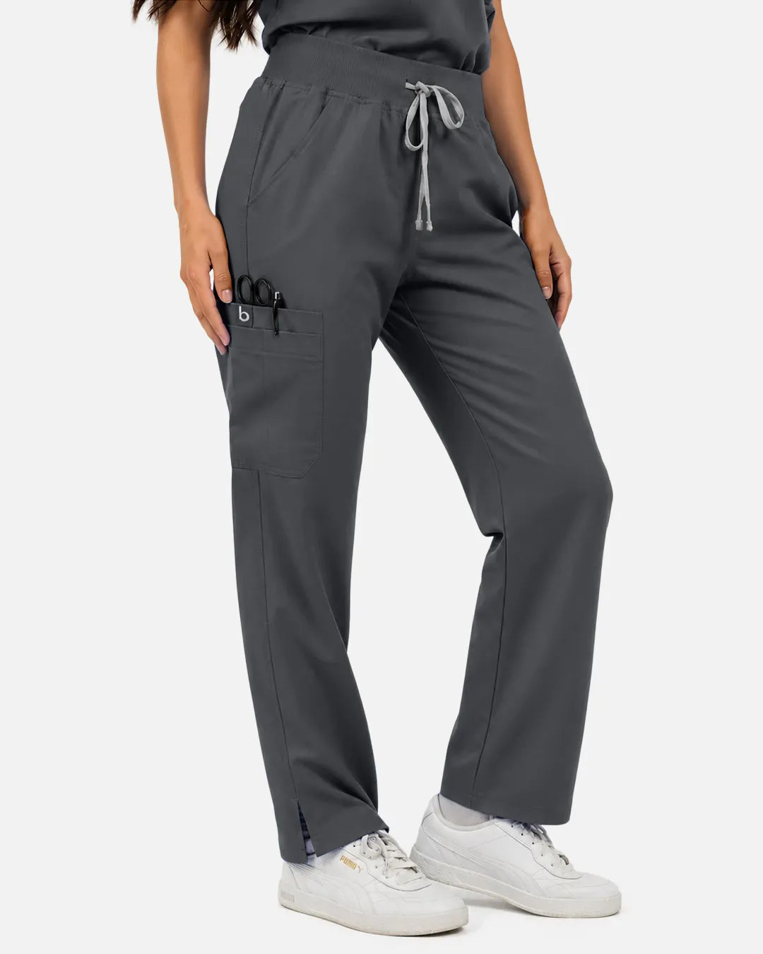 Heather grey Eipnare Women's Straight-Leg Cargo Scrub Pants - Stretch Medical Scrubs for Women