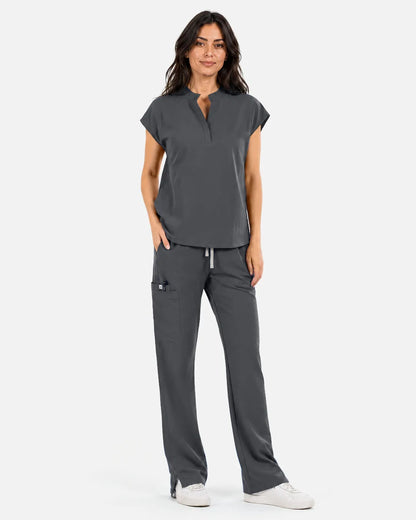 Heather grey Eipnare Women's Straight-Leg Cargo Scrub Pants - Stretch Medical Scrubs for Women