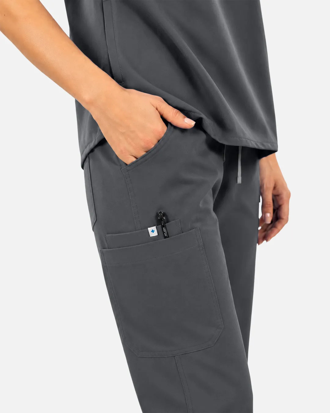 Heather grey Eipnare Women's Straight-Leg Cargo Scrub Pants - Stretch Medical Scrubs for Women