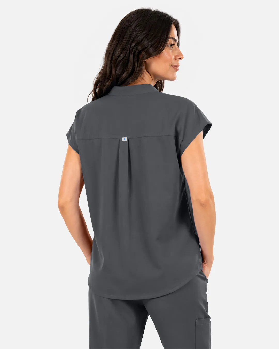 Heather grey Eipnare Women's Sleeveless Mandarin Collar Scrub Top - Stretch Medical Scrubs for Women