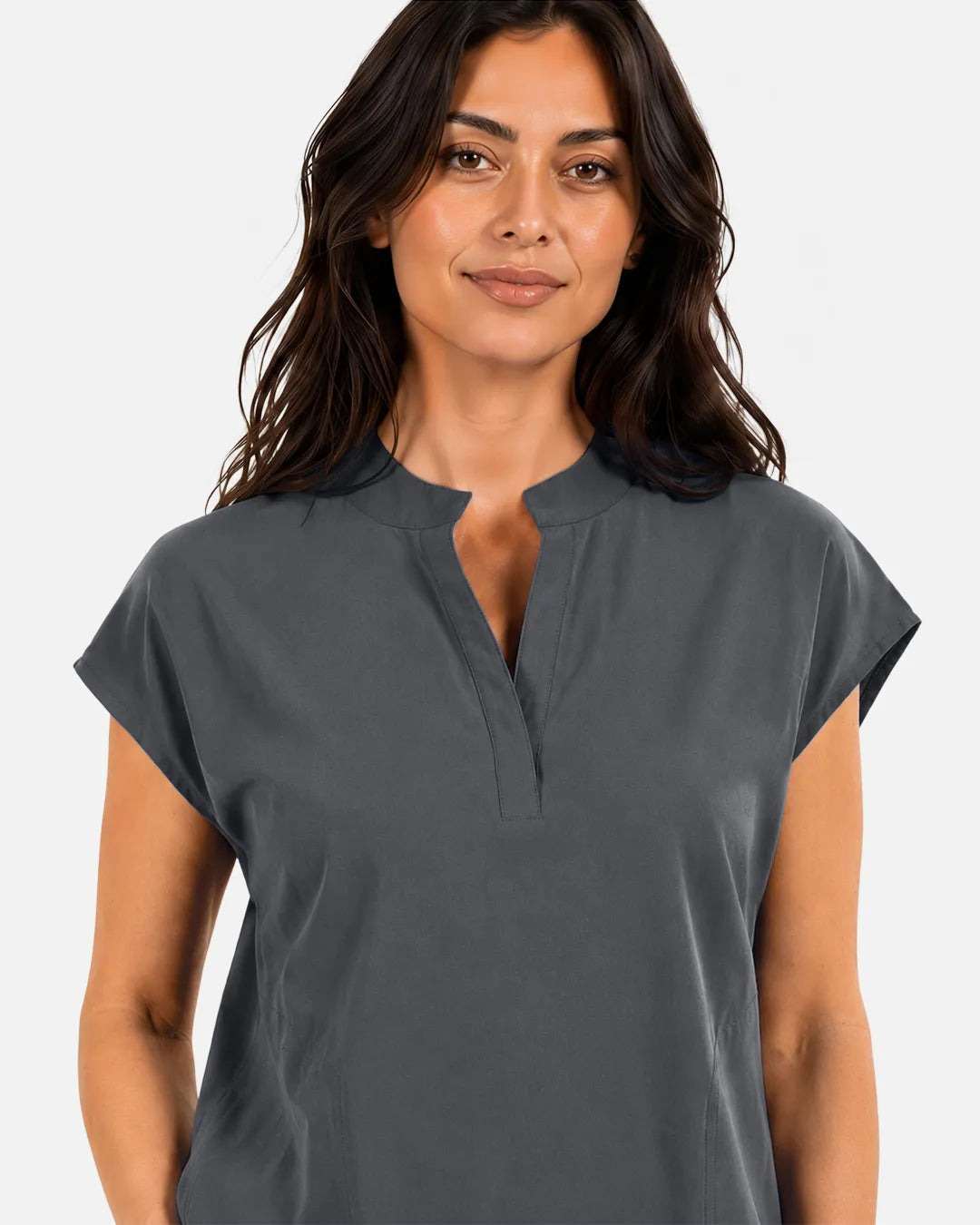 Heather grey Eipnare Women's Sleeveless Mandarin Collar Scrub Top - Stretch Medical Scrubs for Women