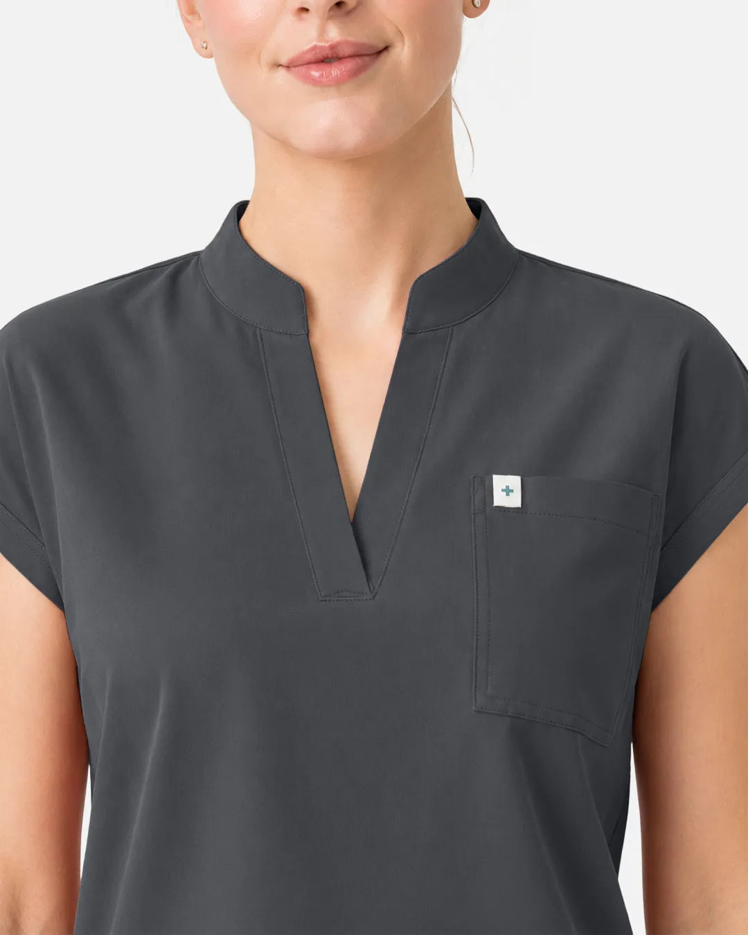 Heather Grey Eipnare Women's Henley Sleeveless Straight-Leg Scrub Set - Stretch Medical Scrubs for Women