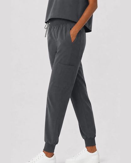 Heather Grey Eipnare Women's Sleeveless Mandarin Collar Jogger Scrub Set - Stretch Medical Scrubs for Women