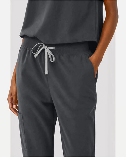 Heather Grey – Eipnare Women's Sleeveless Mandarin Collar Jogger Uniform Set – product image 06