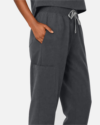 Heather Grey – Eipnare Women's Sleeveless Mandarin Collar Jogger Uniform Set – product image 09