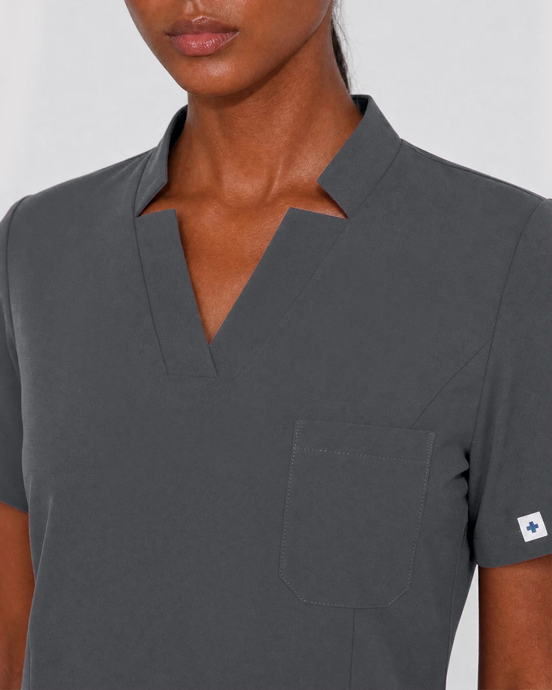 Heather Grey Eipnare Women's Split V-Neck Cargo Jogger Scrub Set - Stretch Medical Scrubs for Women