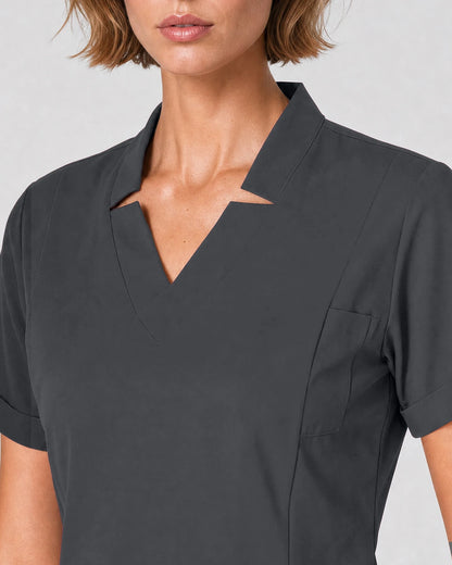 Heather Grey Eipnare Women's Split V-Neck Tapered Scrub Set - Stretch Medical Scrubs for Women