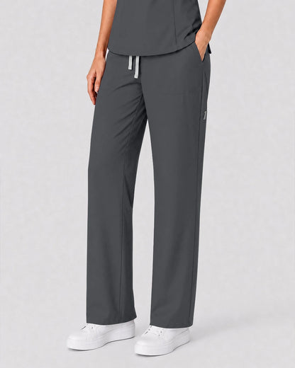 Heather Grey Eipnare Women's Split V-Neck Tapered Scrub Set - Stretch Medical Scrubs for Women