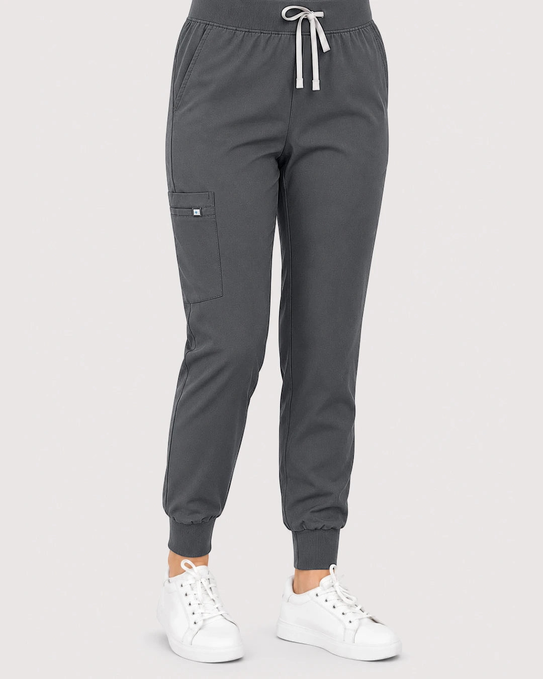 Heather Grey Eipnare Women's Knit V-Neck Jogger Scrub Set - Stretch Medical Scrubs for Women