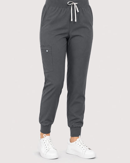 Heather Grey Eipnare Women's Knit V-Neck Jogger Scrub Set - Stretch Medical Scrubs for Women
