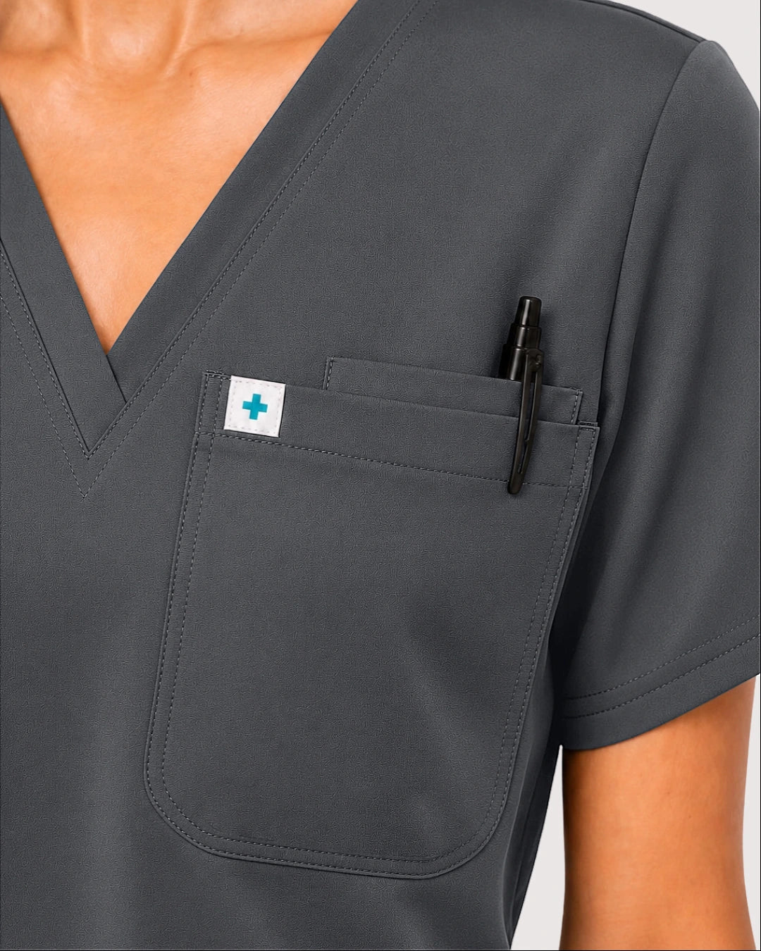 Heather Grey Eipnare Women's Knit V-Neck Jogger Scrub Set - Stretch Medical Scrubs for Women