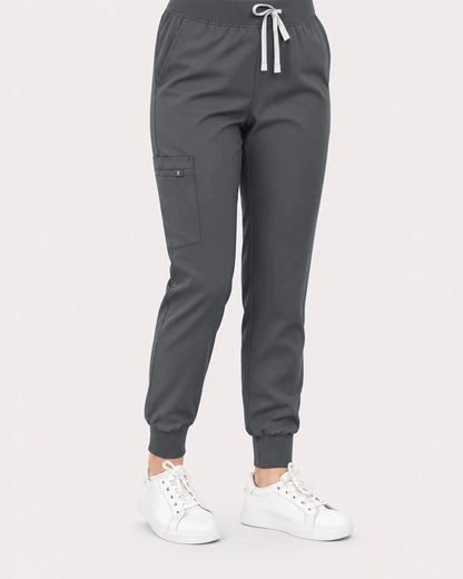 Heather Grey Eipnare Women's Classic V-Neck Jogger Scrub Set - Stretch Medical Scrubs for Women
